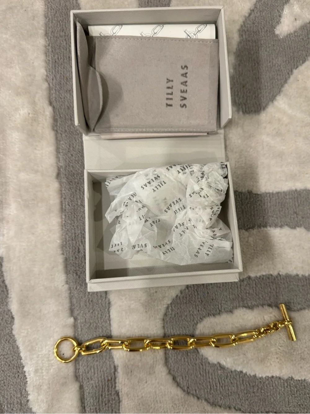 Tilly Sveaas Gold Belcher Bracalet w/ Gold T-Bar